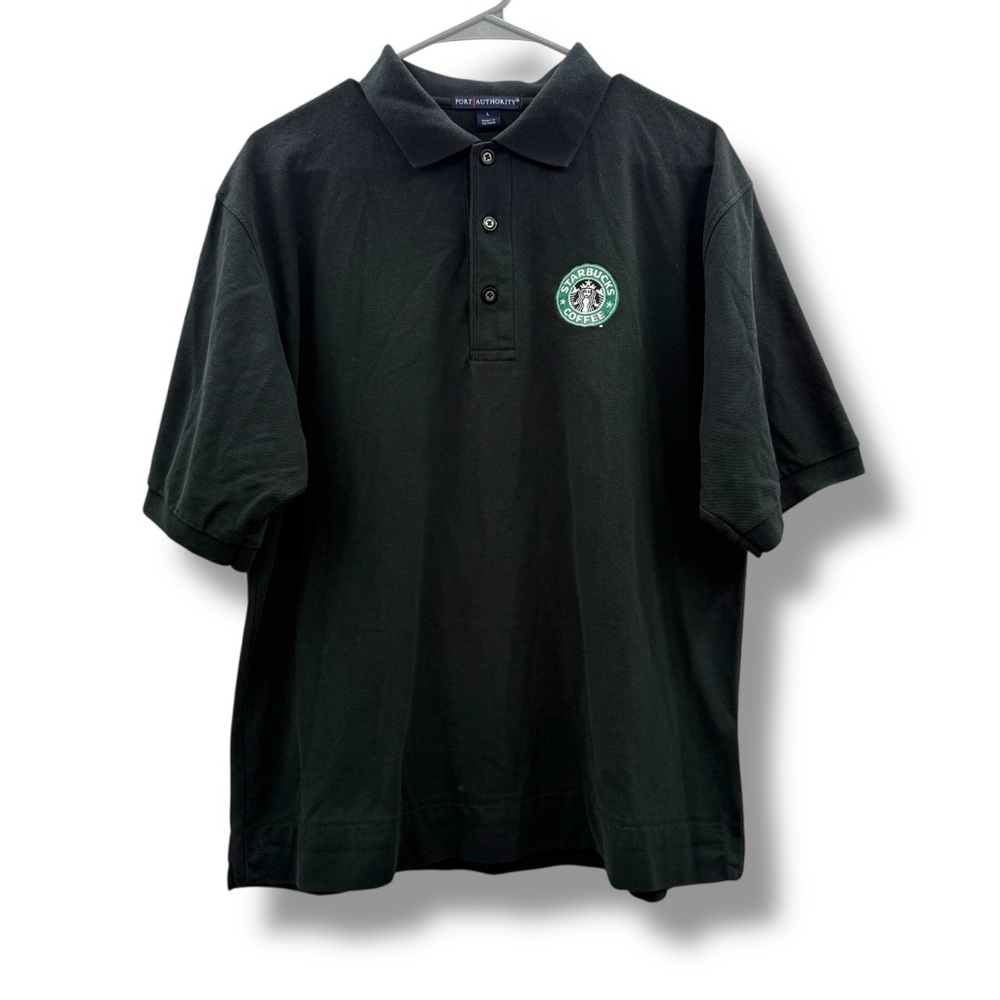 Starbucks Coffee Master Polo Shirt Unisex Size Large Black‎ Embroidered Work